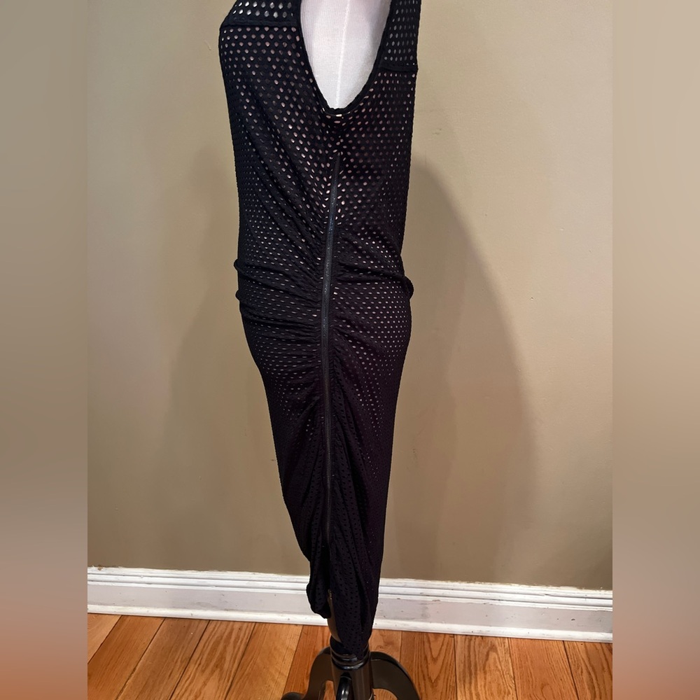 BCBG Maxaria Sexy Women's Black Mesh Midi Dress With Nude Lining - Size Medium - Picture 7 of 12
